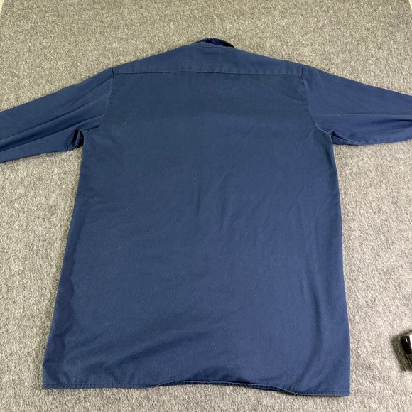 Vintage Dickies Shirt Men's Large Blue Long Sleeve Workwear Button Up Made USA - Picture 5 of 6